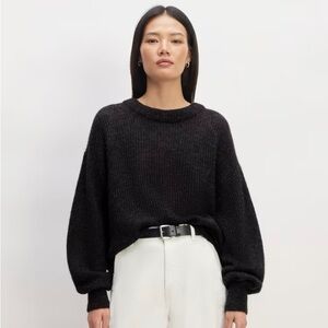 Everlane Oversized Alpaca Crewneck Sweater Heathered Black XXS